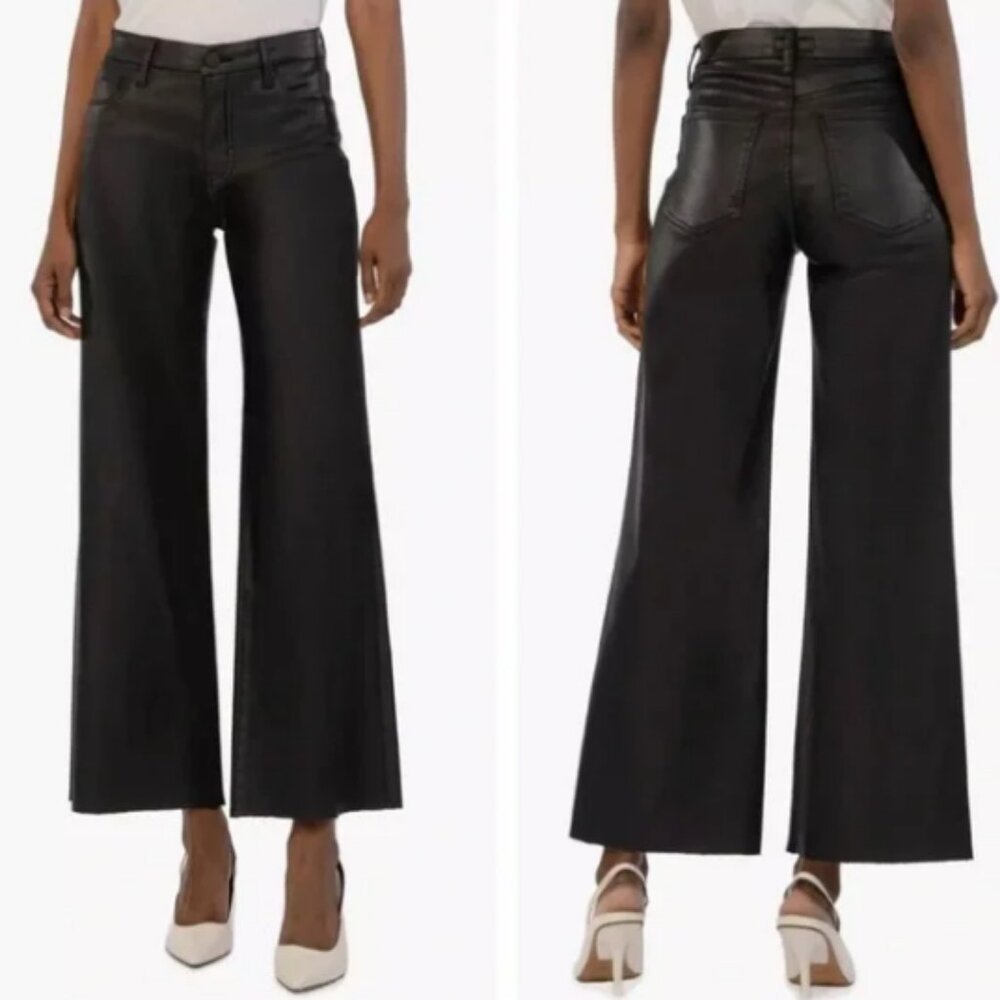 Kut from the Kloth Meg Fab Ab Wide Leg Crop Waxed Denim 20W